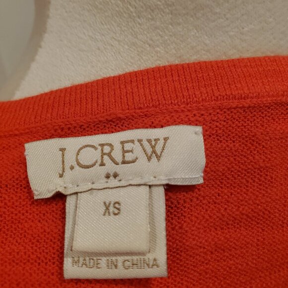 J CREW SZ XS Orange & White Striped 100% Cotton Nautical Boat Neck Knit Sweater - Picture 4 of 5